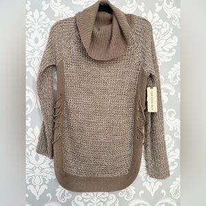 • Urbanology Cowl Neck Sweater With Side Lace-Up Detail
